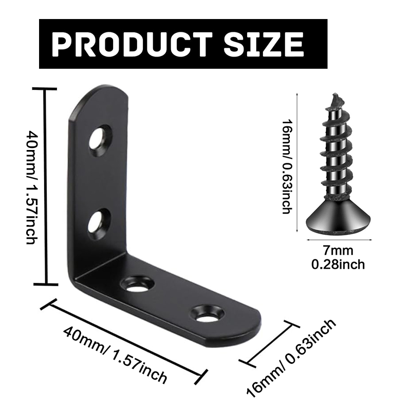 6-20 Buah Braket Sudut Hitam L - Woodworking Joint ulasan dan harga